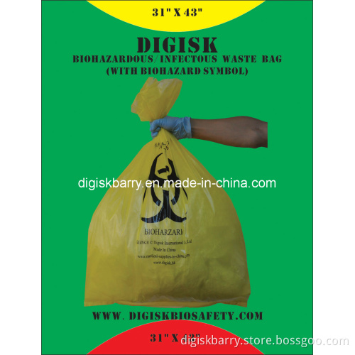 31" X 43" Biohazard Bag for Biohazardous/Infectious Waste in Hospital/Clinical/Laboratory
